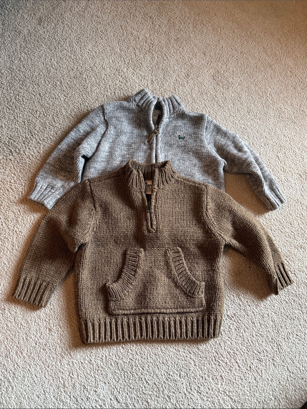 Old Navy Vintage Wool Blend Sweater And Carters Cotton Full Zip Sz 12-18 Months